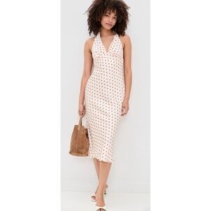 NIA Dress Women Medium Ivory Red Polka Dot La Brea Halter Retro Pinup Aesthetic